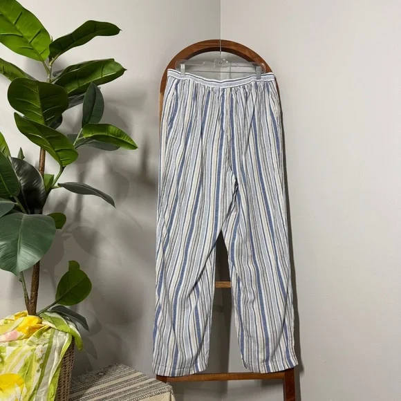 Woman Within 16W PETITE Linen Blend Striped Wide Leg Pants Coastal Beachy - Picture 5 of 11